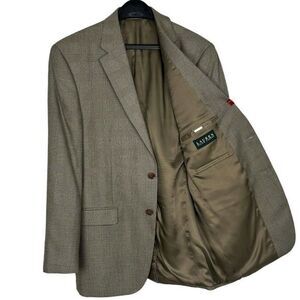 Ralph Lauren 40R Rayon + Poly Beige Check‎ Sport Coat Blazer Suit Jacket 2Button